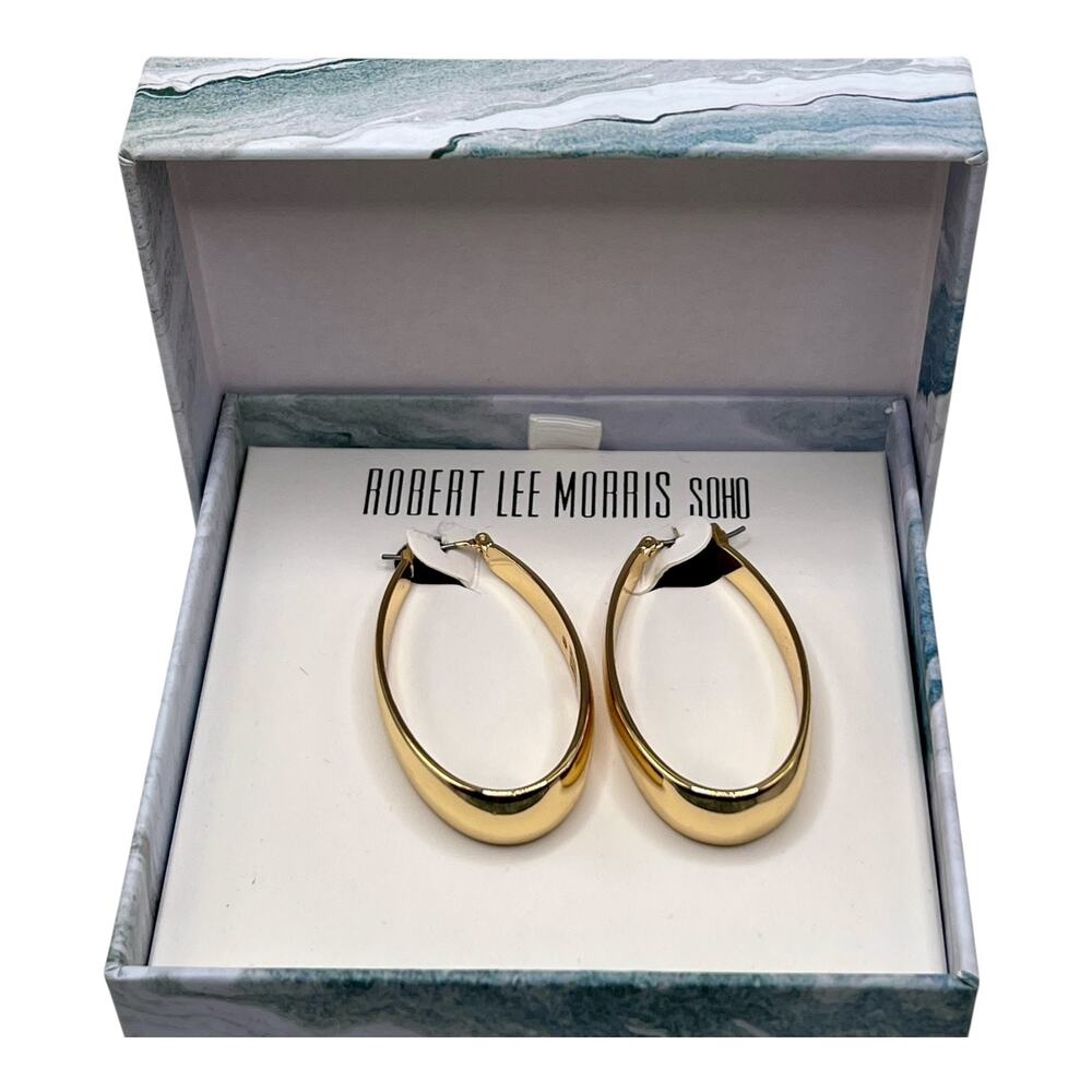 Robert Lee Morris Soho Modernist Gold Tone Earrings In Box